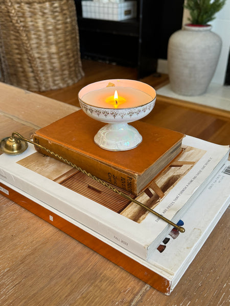 Scented Candle In Vintage Ice Cream Bowl